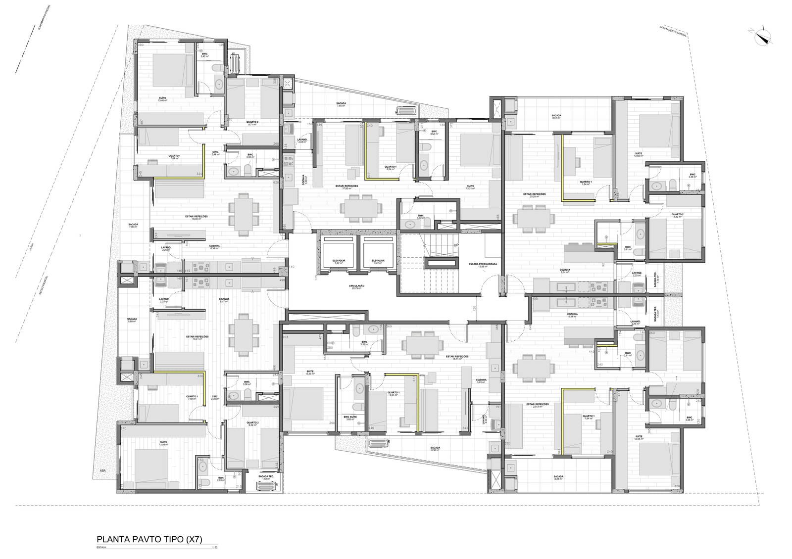 GOU 90 — planta do pavimento tipo